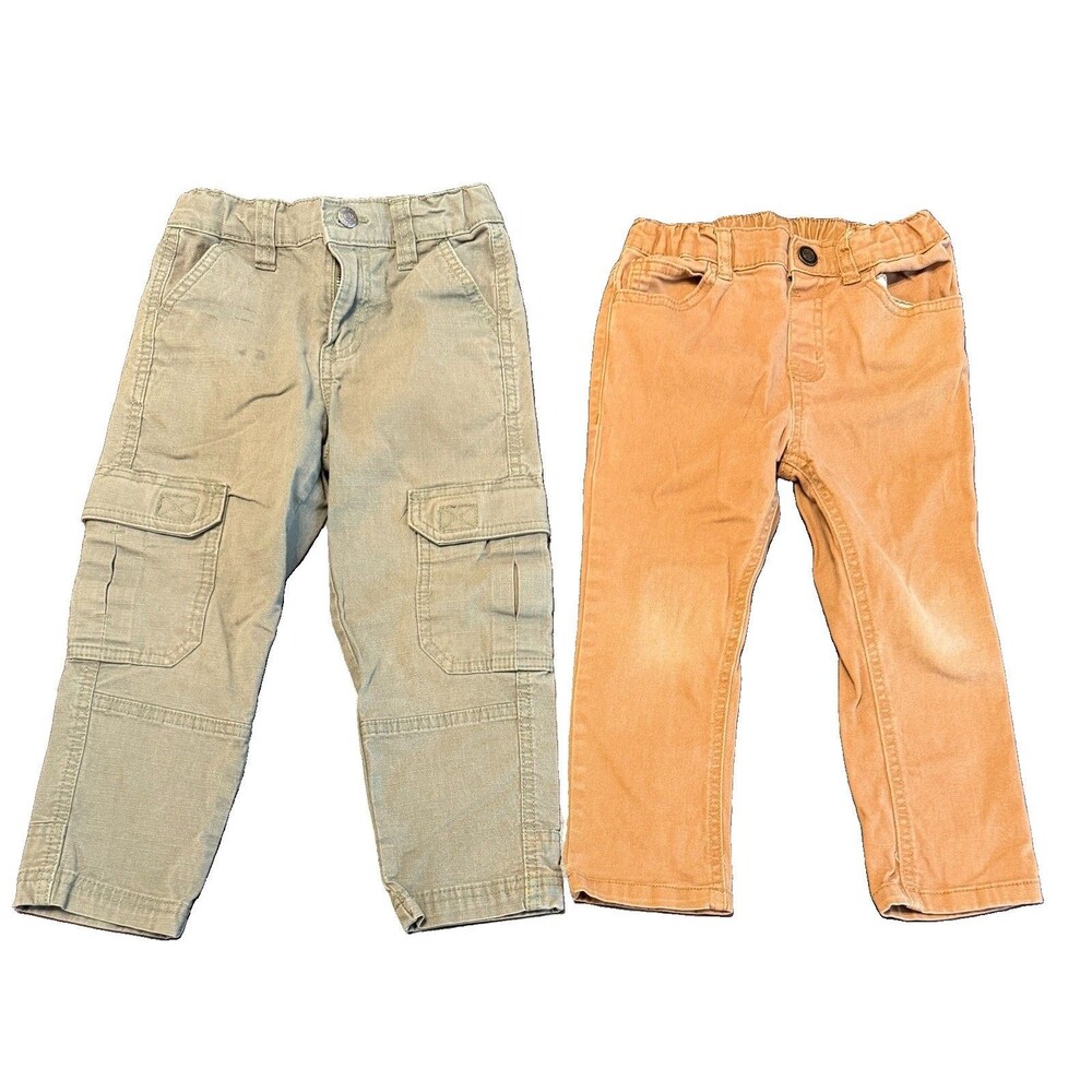 2 Toddler Boys 4T Straight Leg Pants - Tan Garanimals, Green Ocean Coast Cargo